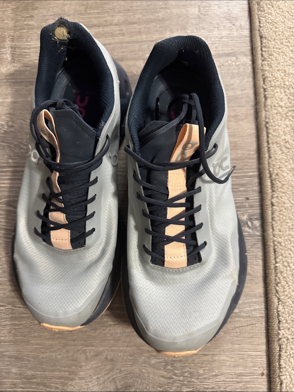 On Running ladies Grey with Tan Accent Cloud Athletic Shoes